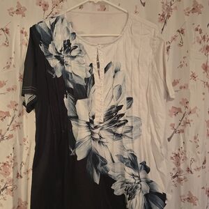 Floral Black and White Women's Top